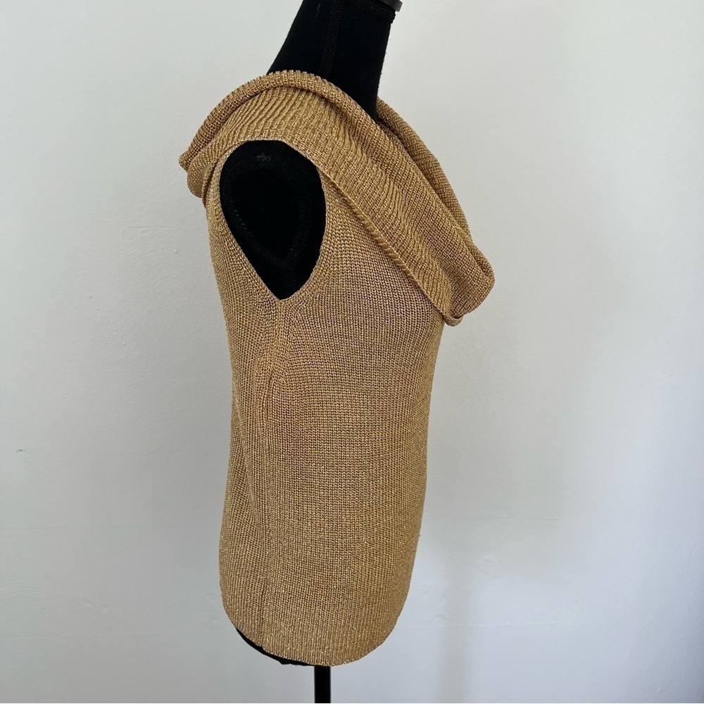 Linda Allard Ellen Tracy Gold Shimmer
Cowl Neck Sleeveless Sweater - Picture 4 of 10